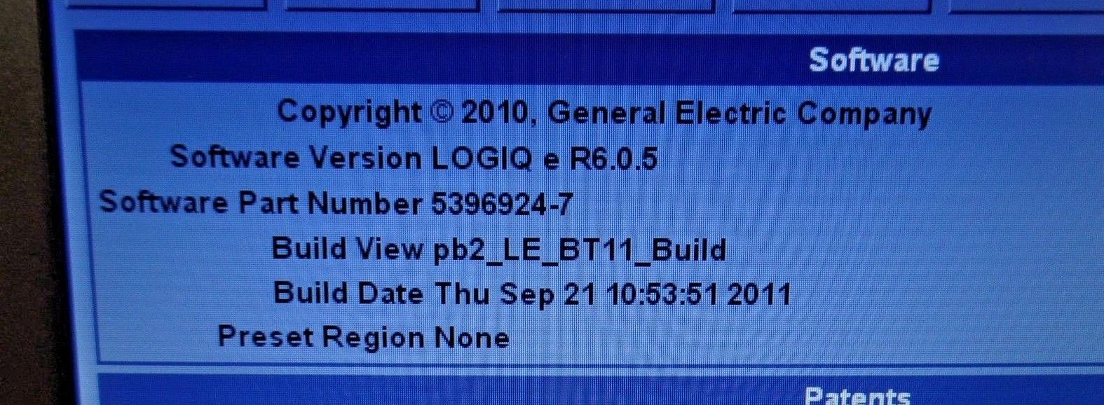 GE Logiq e Ultrasound software version R6.0.5  w/ GE 8l-RS DOM 2010 DIAGNOSTIC ULTRASOUND MACHINES FOR SALE